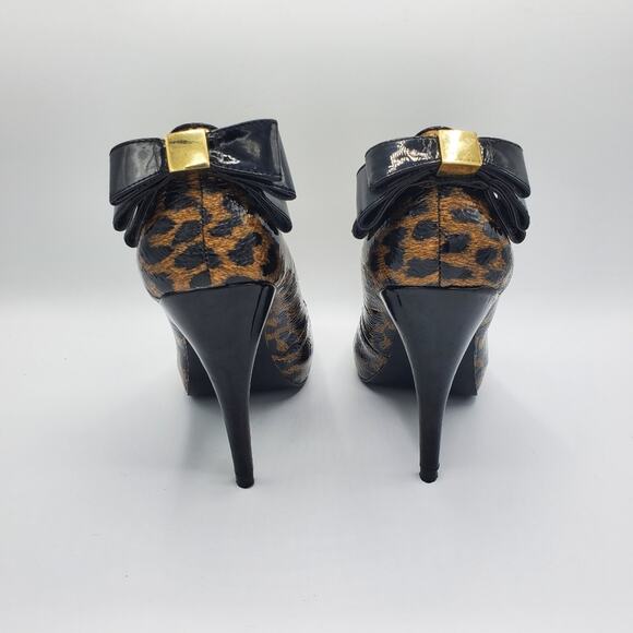 Steve Madden Pump High Heel Shoe Leopard Animal Print Accent Bow Women's Size 7 - Picture 3 of 7